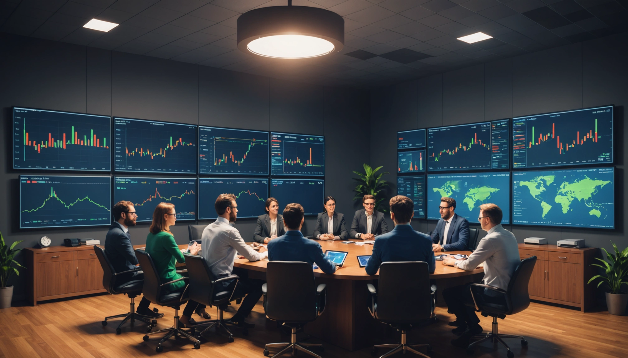 Global economic indicators with cryptocurrency symbols