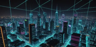 How Blockchain is Transforming Decentralized Finance (DeFi) in 2026 Futuristic cityscape with blockchain nodes and neon lights, symbolizing 2026 decentralized finance.
