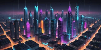 Decoding the Crypto Market: A Deep Dive into 2026’s Emerging Trends Futuristic cityscape with blockchain grids, neon lights, and skyscrapers, symbolizing 2026 crypto trends.