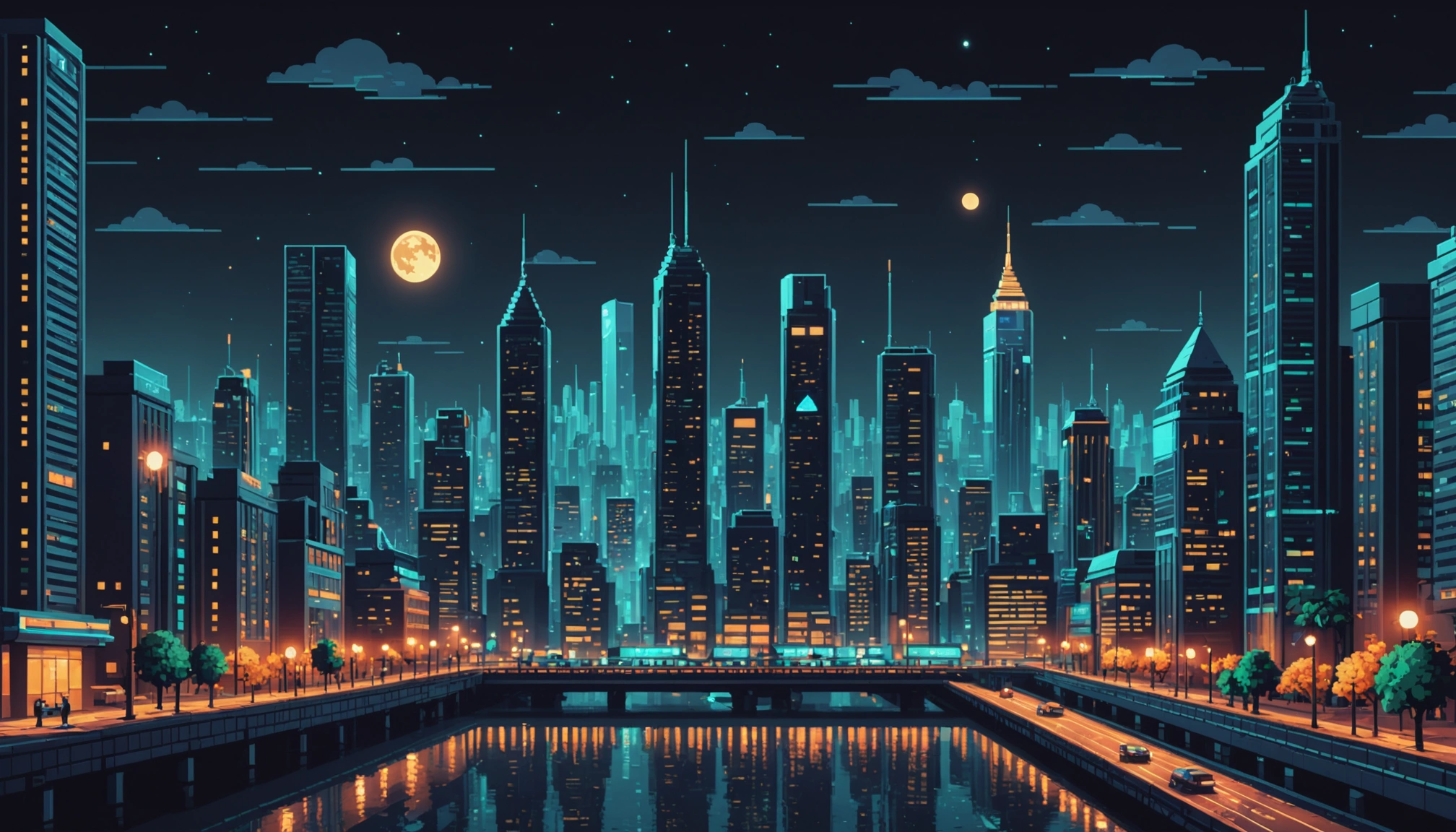 Futuristic cityscape with stablecoin digital payment systems at night