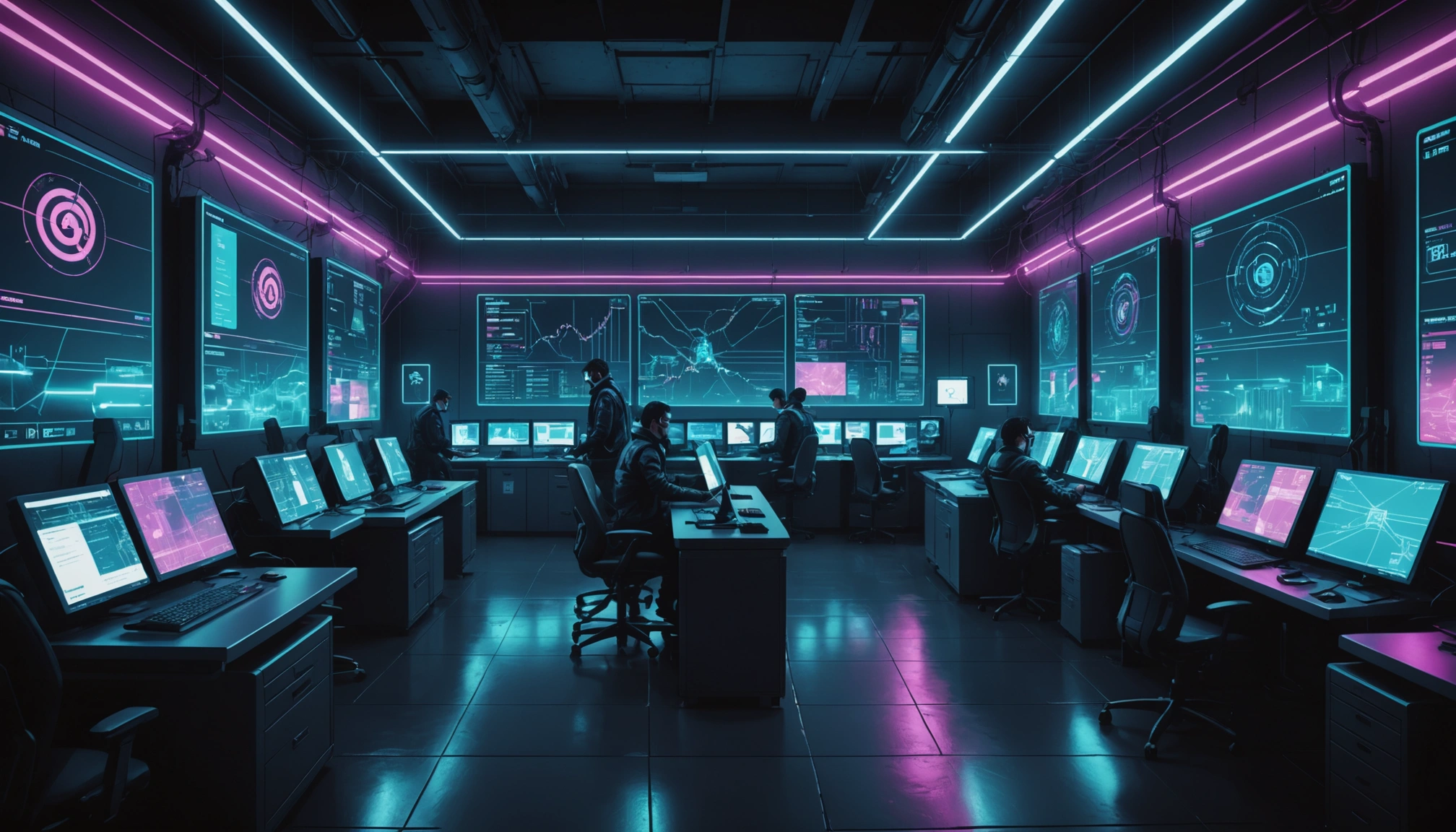 Warehouse with automated robotic systems in operation