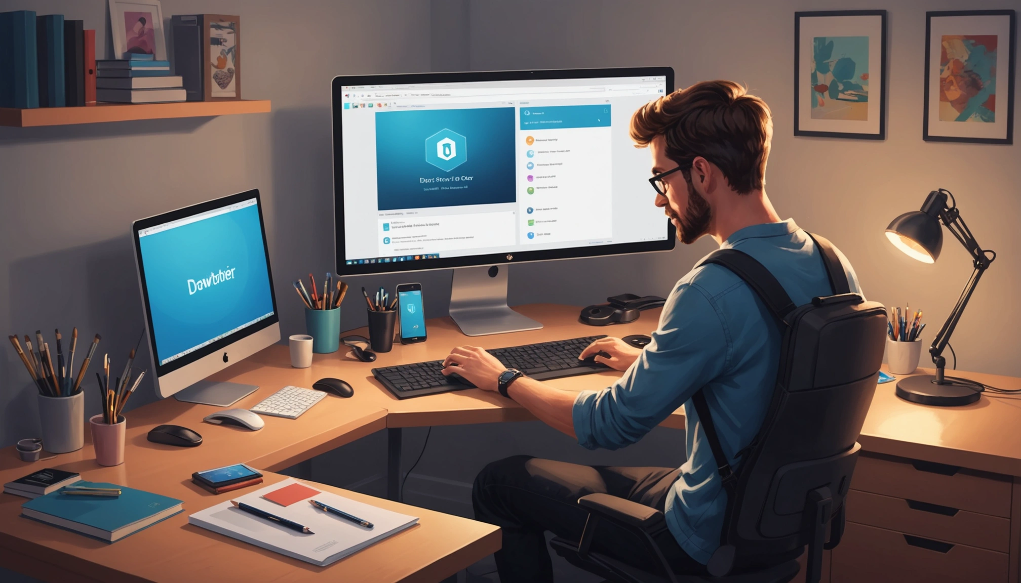 Digital padlock on a blockchain network background