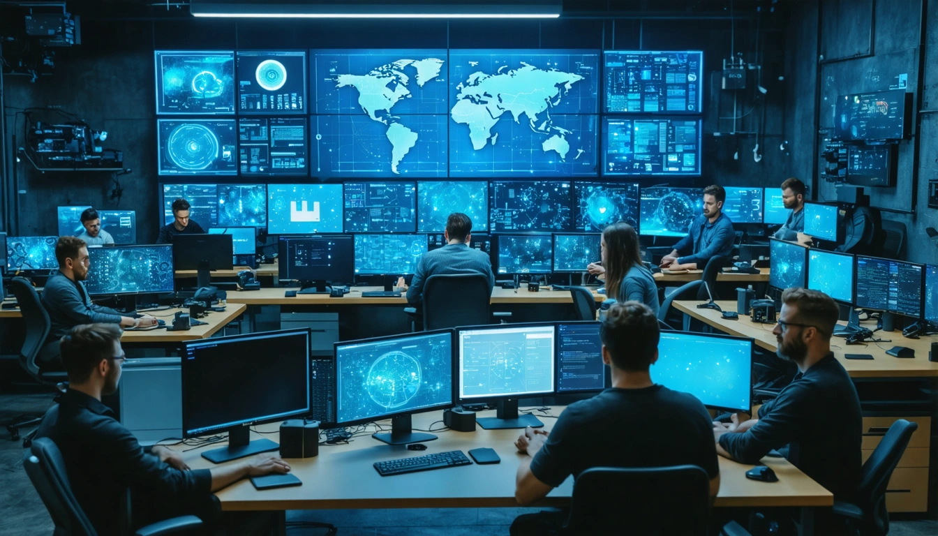 A diverse group discussing cryptocurrency policies in an office